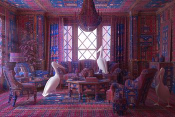 Pelicans in the lounge-Farid Rasulov-WikiRug.jpg